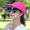 Women Solid Color Wide Brim Beads Flower Decor Sun Hat Visors Outdoor Sports Cap