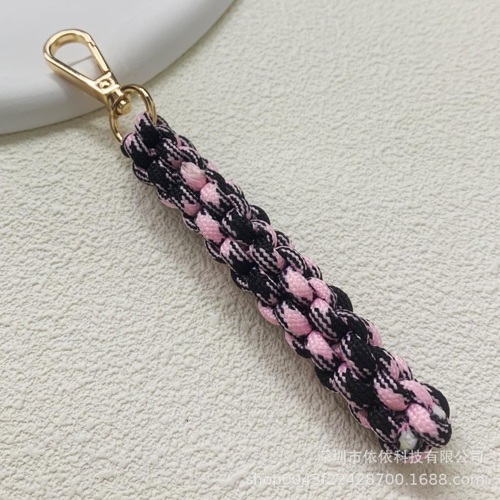 Miu family bag hanging cross-border explosive pure hand-woven pendant colorful fashionable unique shape braided rope car keychain