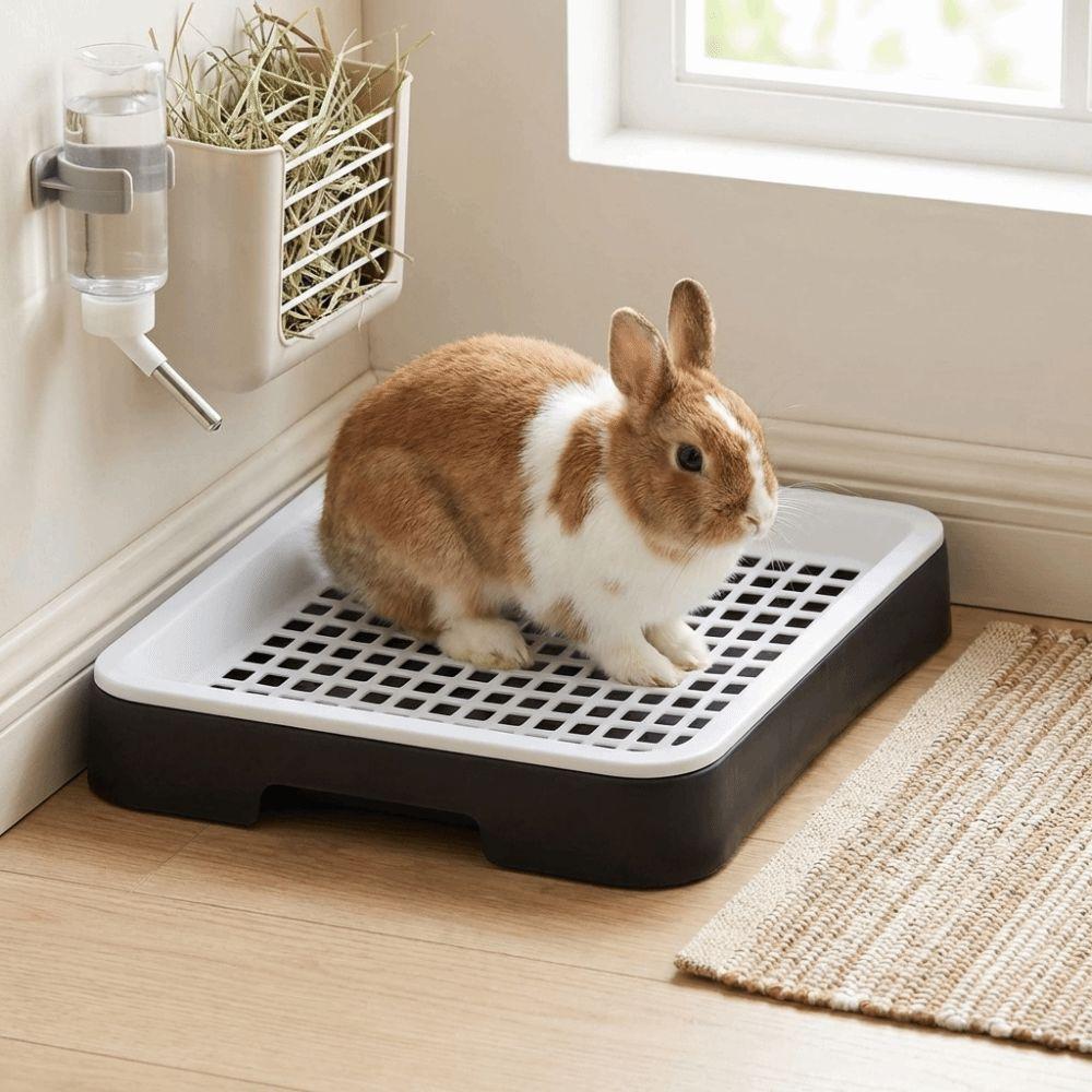 Double Layer Rabbit Training Toilet Potty Training Aid Non-Slip Thick Bottom Puppy Litter Tray Splash-Proof Plastic