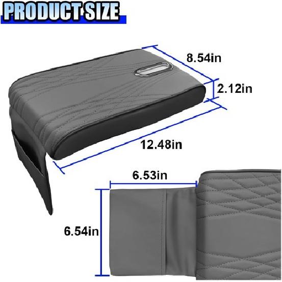 Car Center Console Cover, Memory Cotton Car Armrest Cushion with Tissue Gray