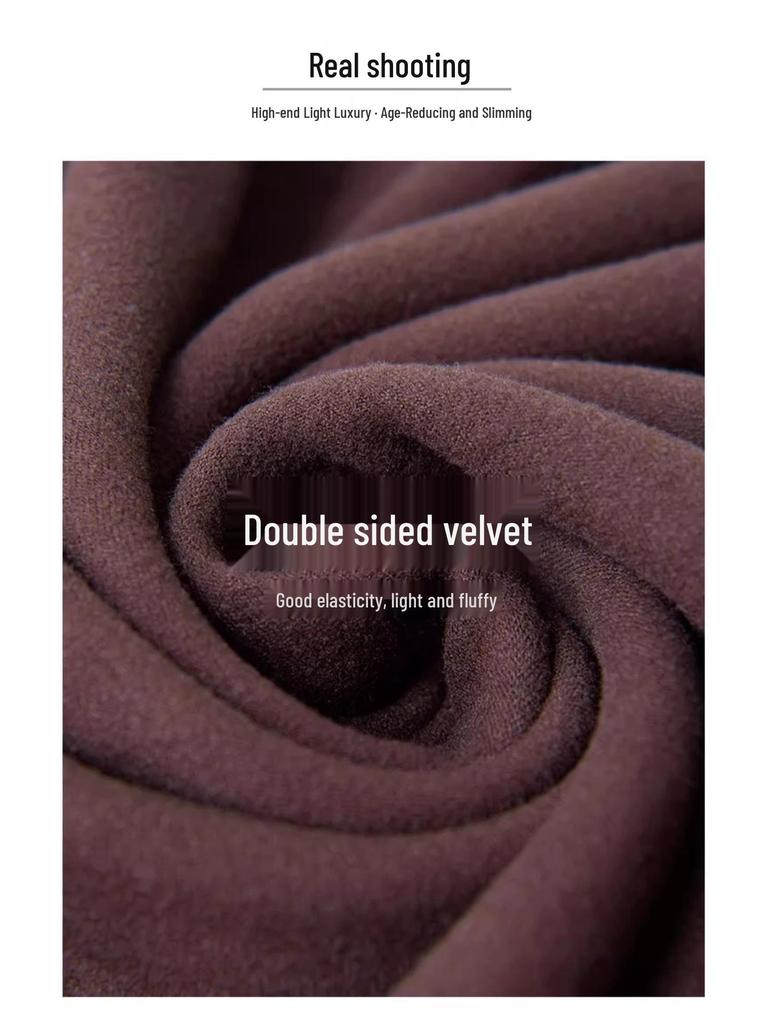 Velvet Plus Thickened Retro Long Sleeve T-shirt - Women's Embroidered Autumn/Winter Outerwear Base Layer