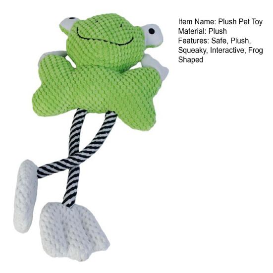 Squeaky Dog Toys for Small Medium Large Dogs Plush Frog Shaped Pet Tug Toy Interactive Stuffed Puppy Chew Toy for Training Teething