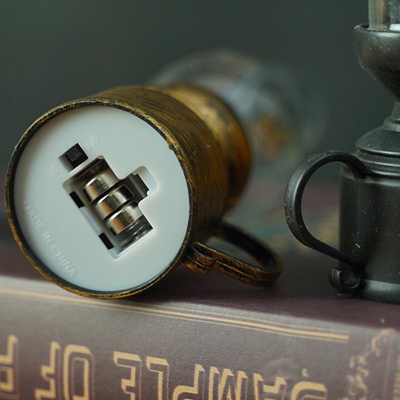Retro Flameless Candle Holder Candlestick Kerosene Lamp with Button Battery Table Light Vintage Decor Kerosene Lamp