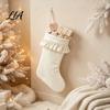 Decorative Xmas Stockings for Home Decor Large Ruffled Cuff Christmas Stockings, Thick Gift Sack with Hanging Elegant Tree Rope, Fireplace Candy