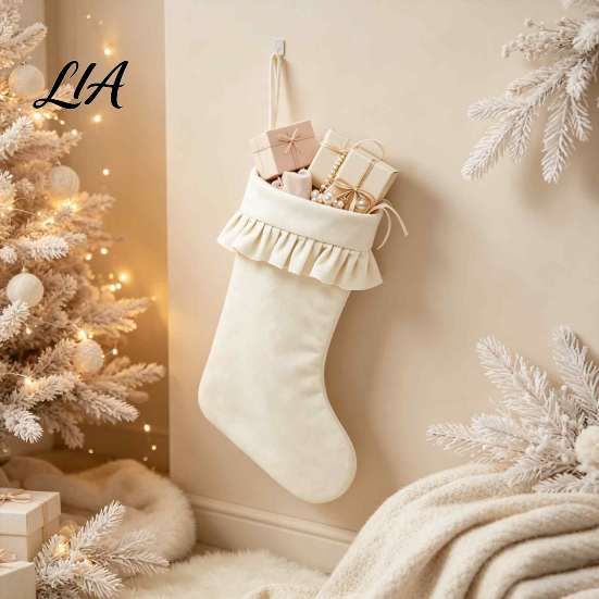 Decorative Xmas Stockings for Home Decor Large Ruffled Cuff Christmas Stockings, Thick Gift Sack with Hanging Elegant Tree Rope, Fireplace Candy
