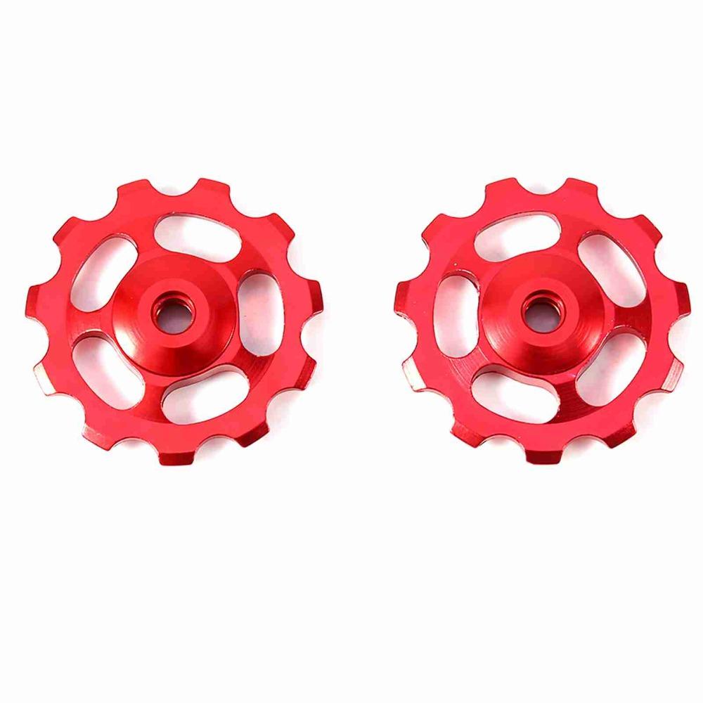 2PCS 11T Bike Rear Derailleur Pulley Aluminum Alloy CNC Bicycle Derailleur Guide Wheel Multicolor Guide Wheel for Bicycle Use