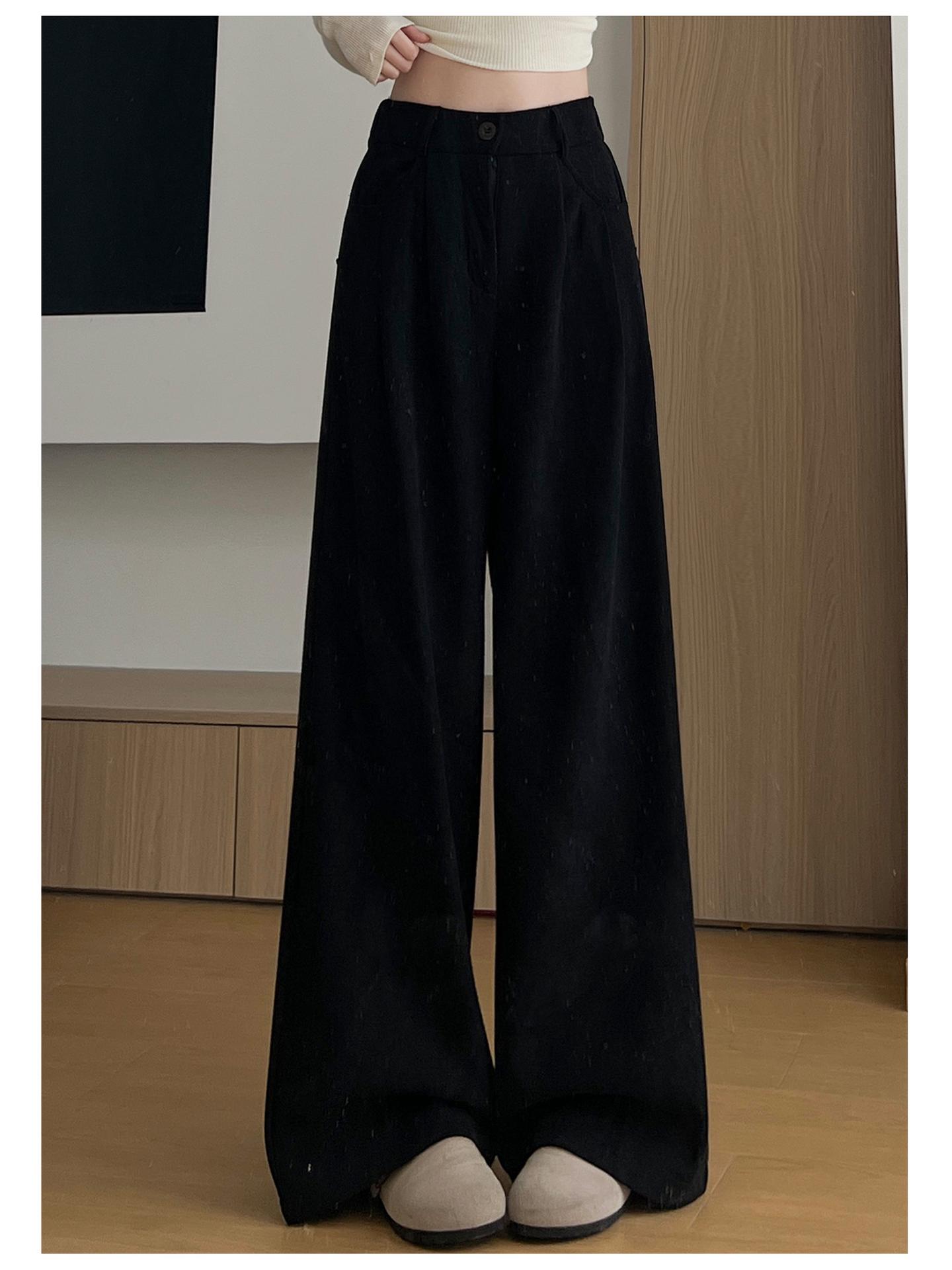 

Brown High-Waisted Corduroy Wide-Leg Pants for Women - Autumn/Winter 2025, Plus Velvet, Casual Lazy Style. L