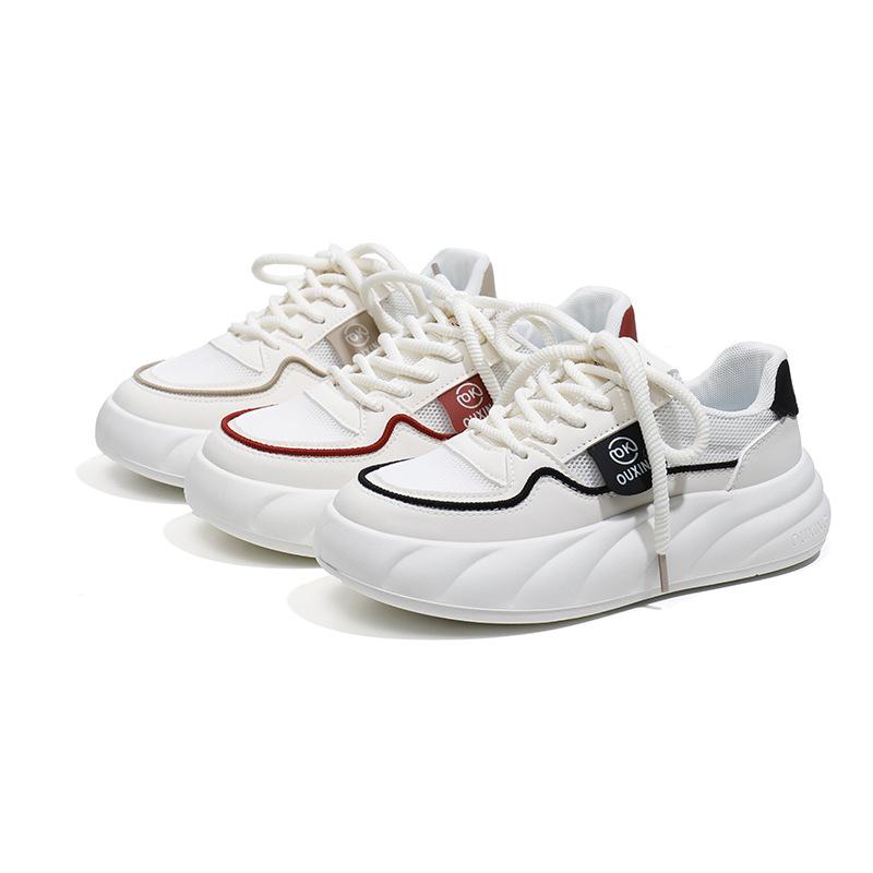 Mesh Surface White Shoes Women's Breathable Thick Bottom Students All-Match Sneaker New Lightweight Summer Board Shoes Women's