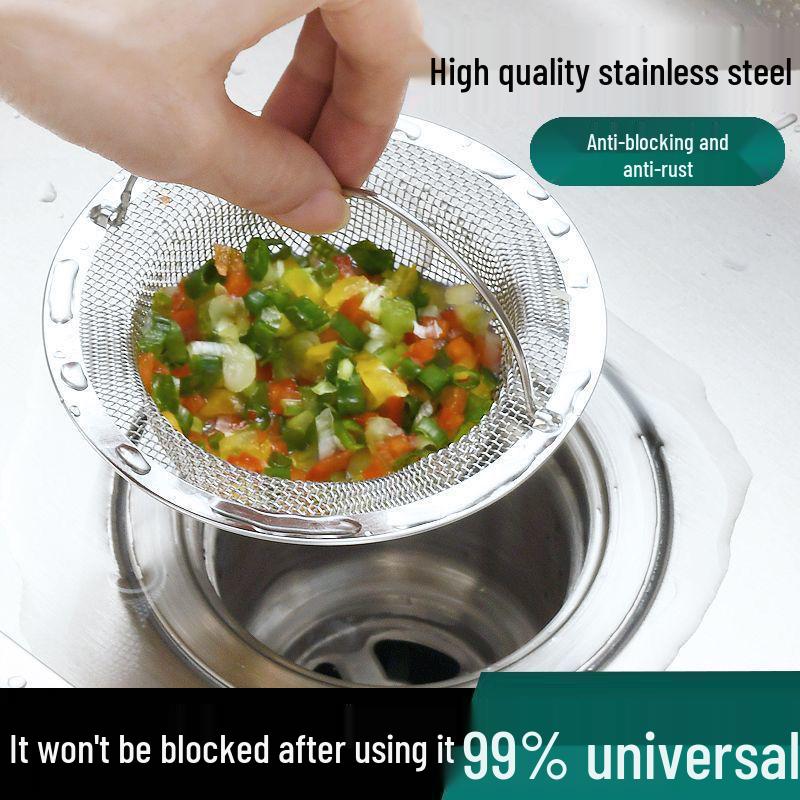 Stainless Steel Universal Sink Filter - Thick Anti-Leakage Net for Vegetables and Residue