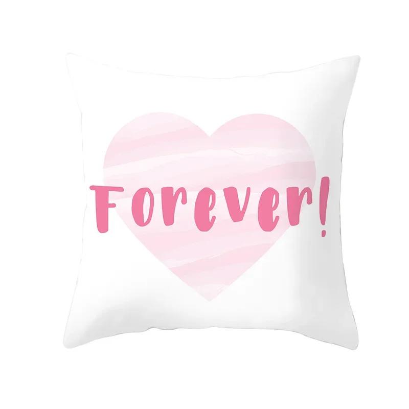 Valentine's Day Cushion Cover Romantic Wedding Party Decorations Print Cushion Cover Pillowcase Valentine's Day Gift