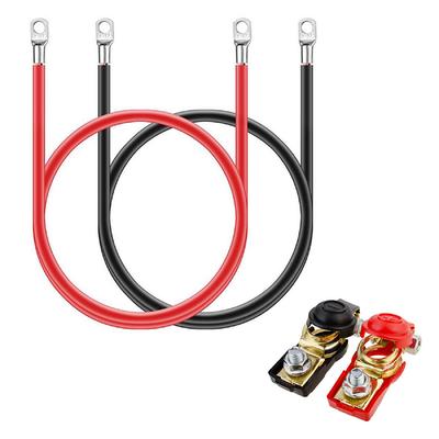 Complete Set of 2 Battery Cables with M8 Connectors 50cm Length 16mm2 5AWG for 12V For Car and Solar Batteries