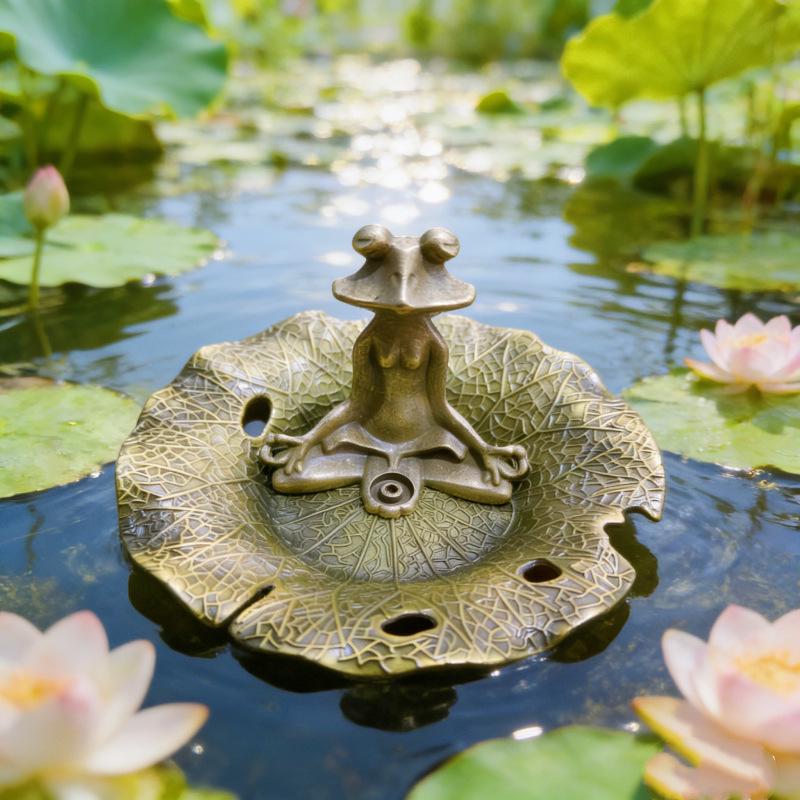 Alloy Frog Incense Holder Set - Chinese Ethnic Style for Home or Office