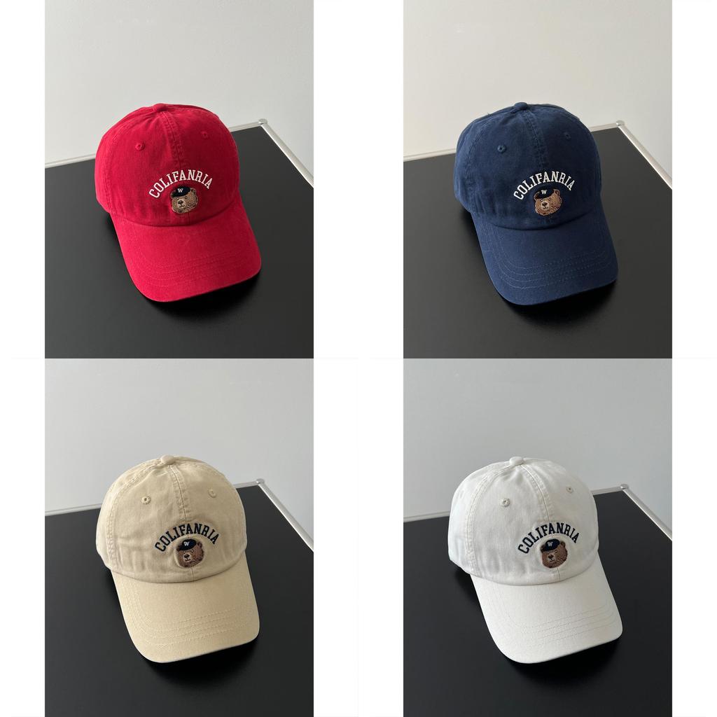 Colifanria Bear Embroidered Cotton Baseball Hat With Adjustable Fit For Sun Protection And Fashion