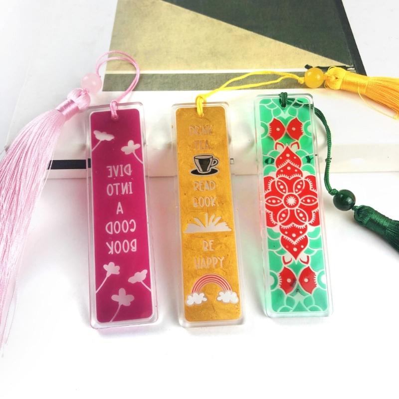 Rechteckige Blumen Lesezeichen Silikonform Gießform Bastelanhänger Harz Epoxid DIY Vollseitige Lesezeichenform für DIY-Fans