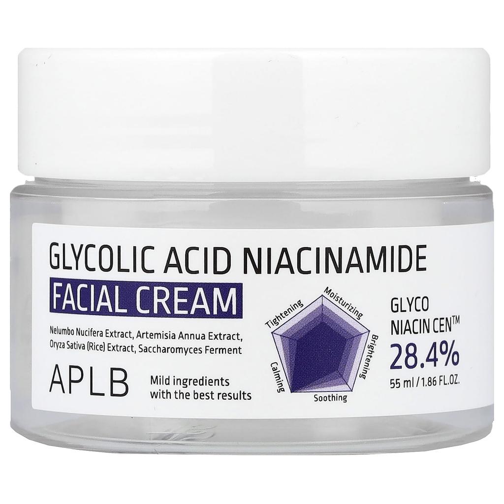 APLB Glycolic Acid Niacinamide Facial Cream, 55ml (1.86 Fl Oz)