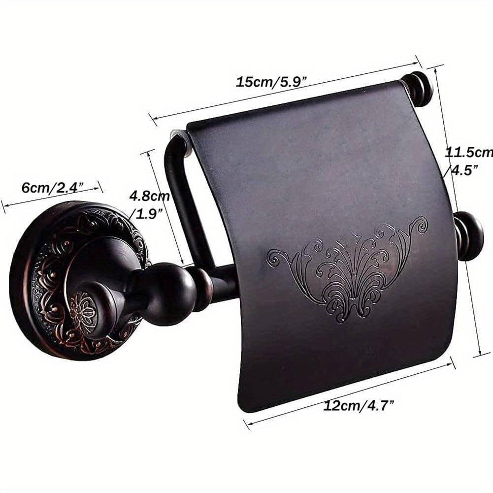 

Vintage Wall Mounted Single Roll Brass Tissue Dispenser, Antique Carving Toilet Paper Holder with Cover for Bathroom Decor