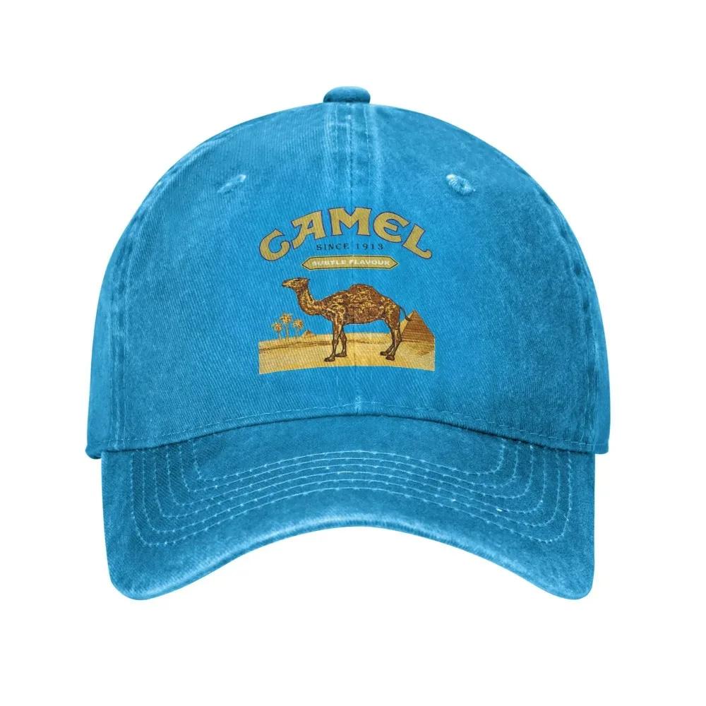 Hot Sale Camel Since Vintage Trophy Custom Retro Cowboy Washed Baseball Caps Unisex Denim Sunscreen Hat Rock Peaked Cap Adjustable