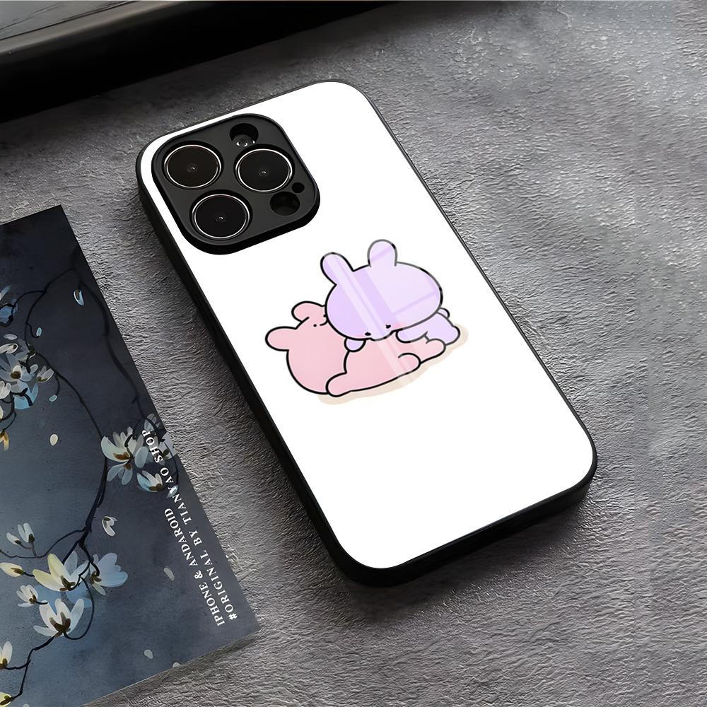 Cute A-Asamimichan Phone Case For IPhone 17 Air 16 E Pro Max 15 14 13 Mini 12 Pro 11 Max Plus Black Glass Cover