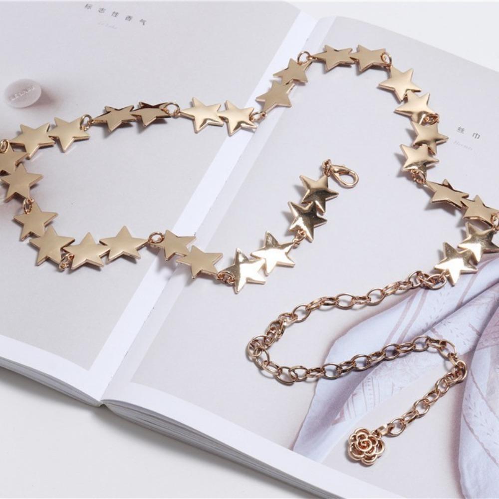 Adjustable Tassel Waist Chain Versatile Metal Star Waist Chain  Women Decorative Body Jewelry