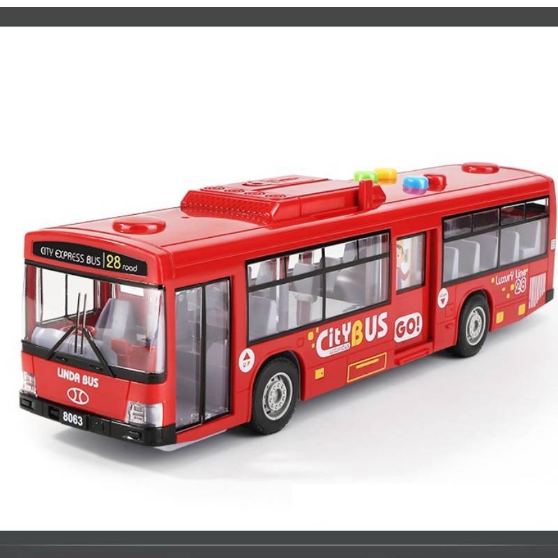 Kids Red Bus Toy Vehicle Model With Music Lights Stories For Developmental Playtime