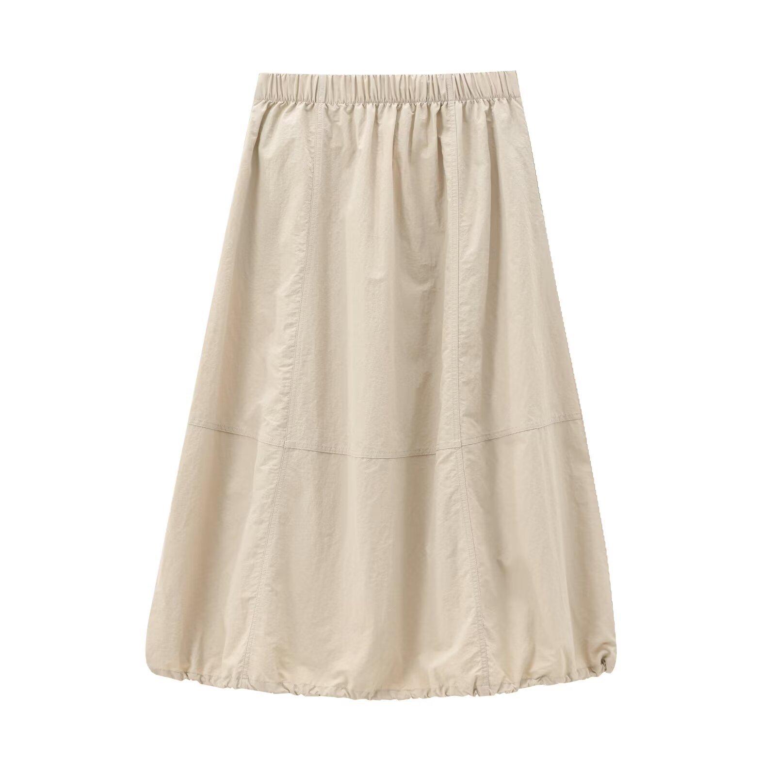 

Women s Retro French Design Elastic Waist Midi Balloon Skirt Small