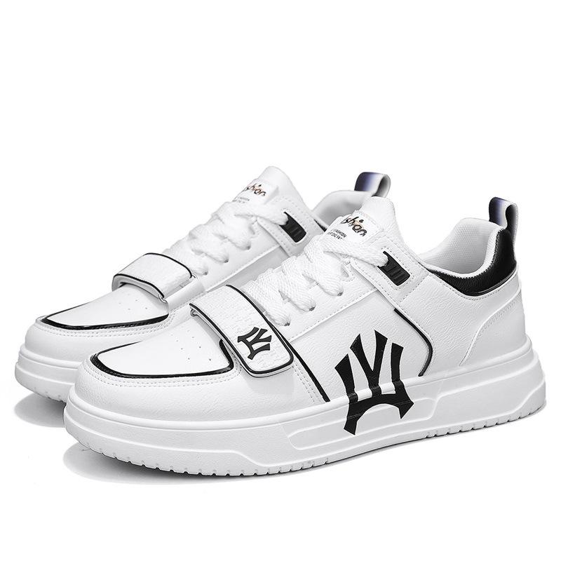 Guochao Men'S Shoes Casual Thick Baseplate Shoes Leather Surface Letter Breathable Sports White Shoes