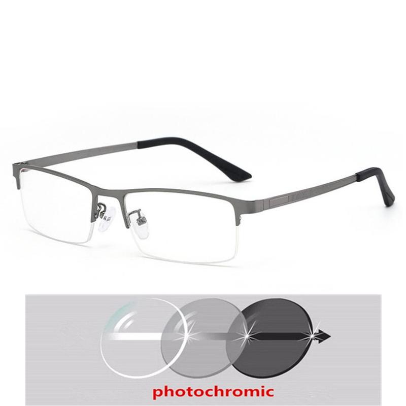 Semi-Rimless Anti Blue Rays Square Myopia Glasses Finished Women Men Metal Student Prescription Eyeglasses 0 -0.5 -0.75 To -6.0