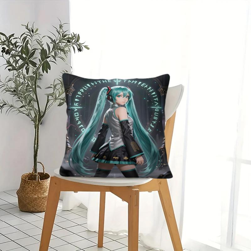 Hatsune Miku Anime Throw Pillow, 18Inch Cushion, Accent Pillow, Hd Digital Print, Includes Pillow Core For Sofa Bedroom