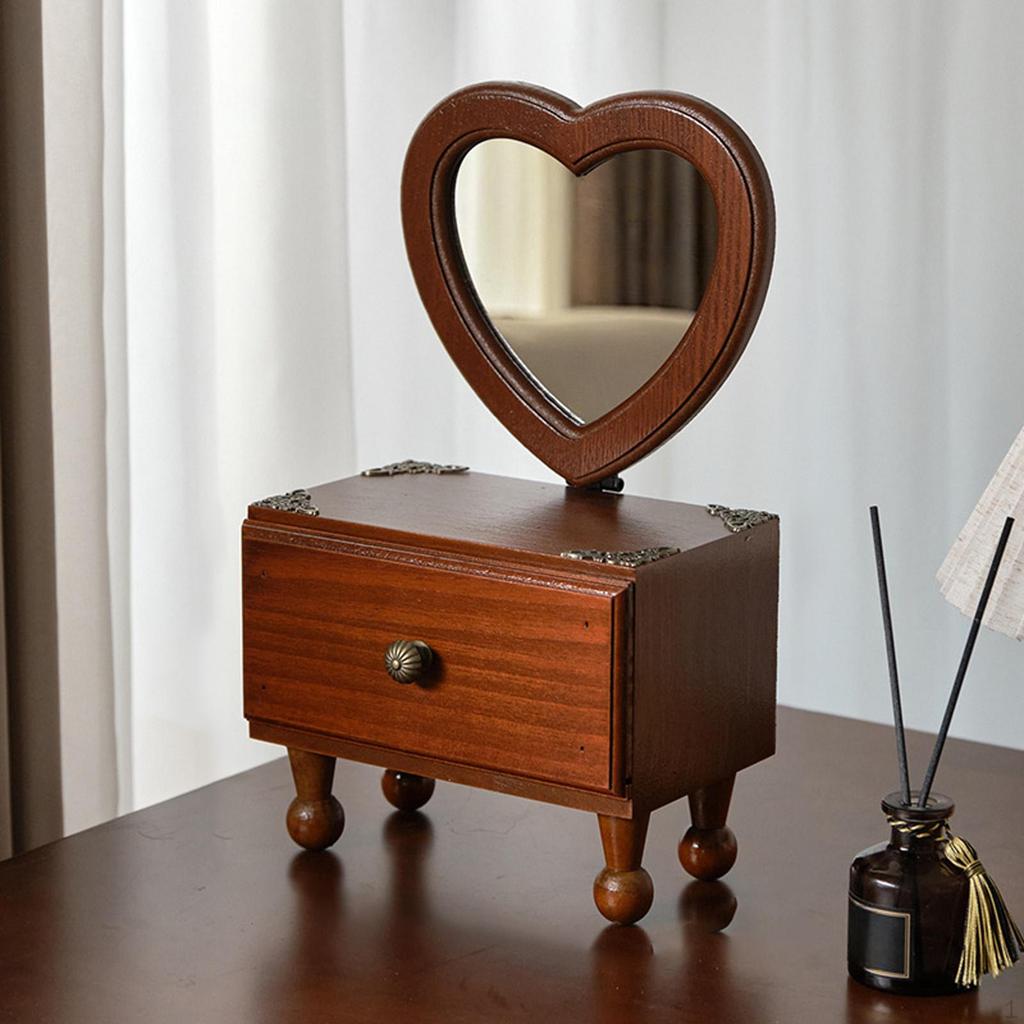 Tabletop Mirror Bathroom Shaving Countertop Wood Desk Makeup for Christmas