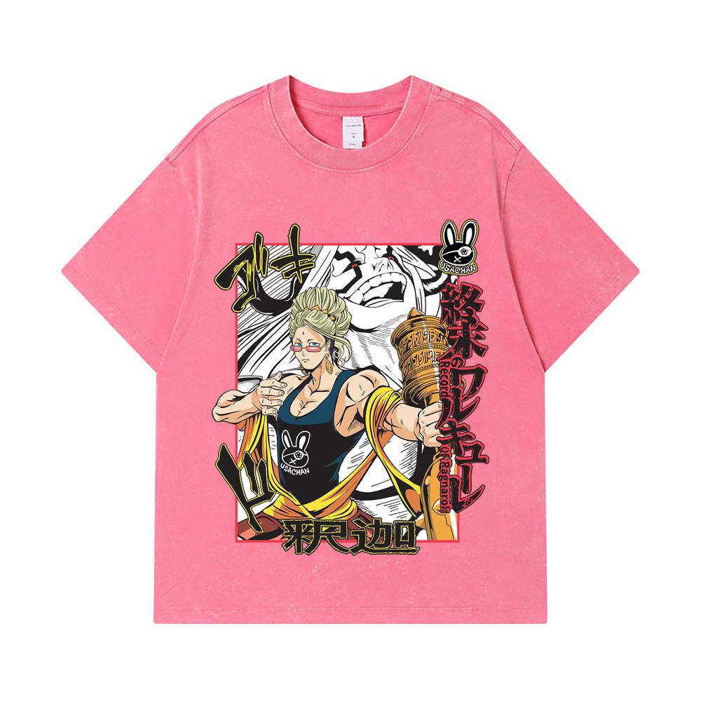 275 GSM Washed T-shirts 100% Cotton Record of Ragnarok V5 Buddha Print Unisex Heavy Cotton T Shirt