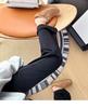 S35 Women's High-Waisted Slimming Wide-Leg Fleece Denim Pants - Black-Gray.