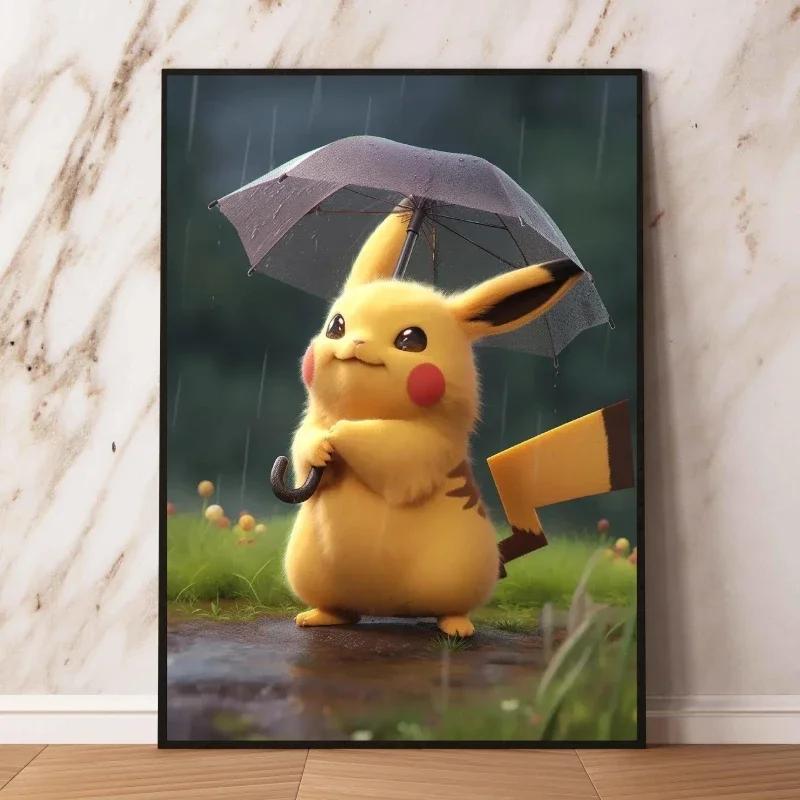 Pikachu Canvas Prints Cute Anime Poster Decor Paintings Modern Living Room Cartoon Character Picture Wall Decor Gifts