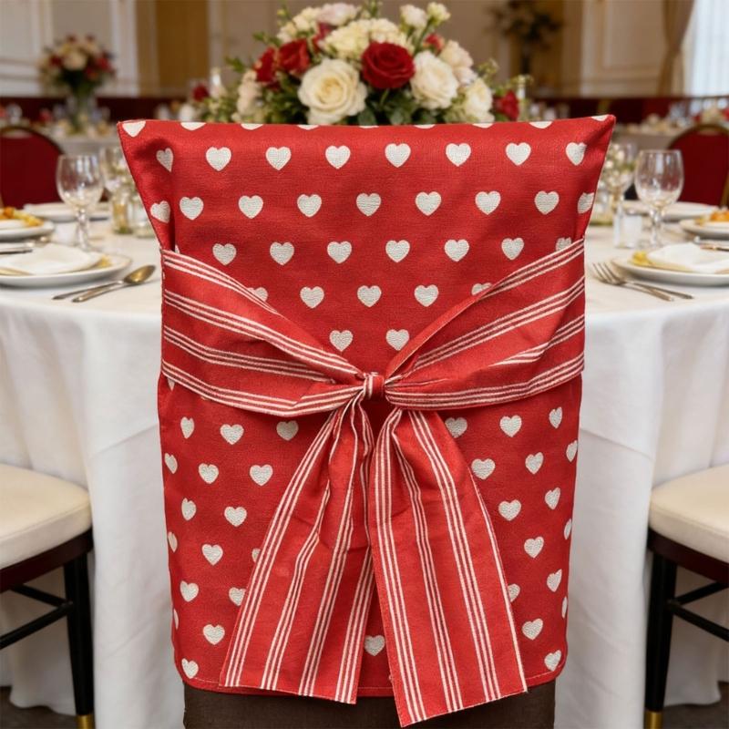 Front Tie Chair Back Slipcover Washable Polyester Chair Cover with Decorative Detail, Pull-Over Placement and Folding for Storage