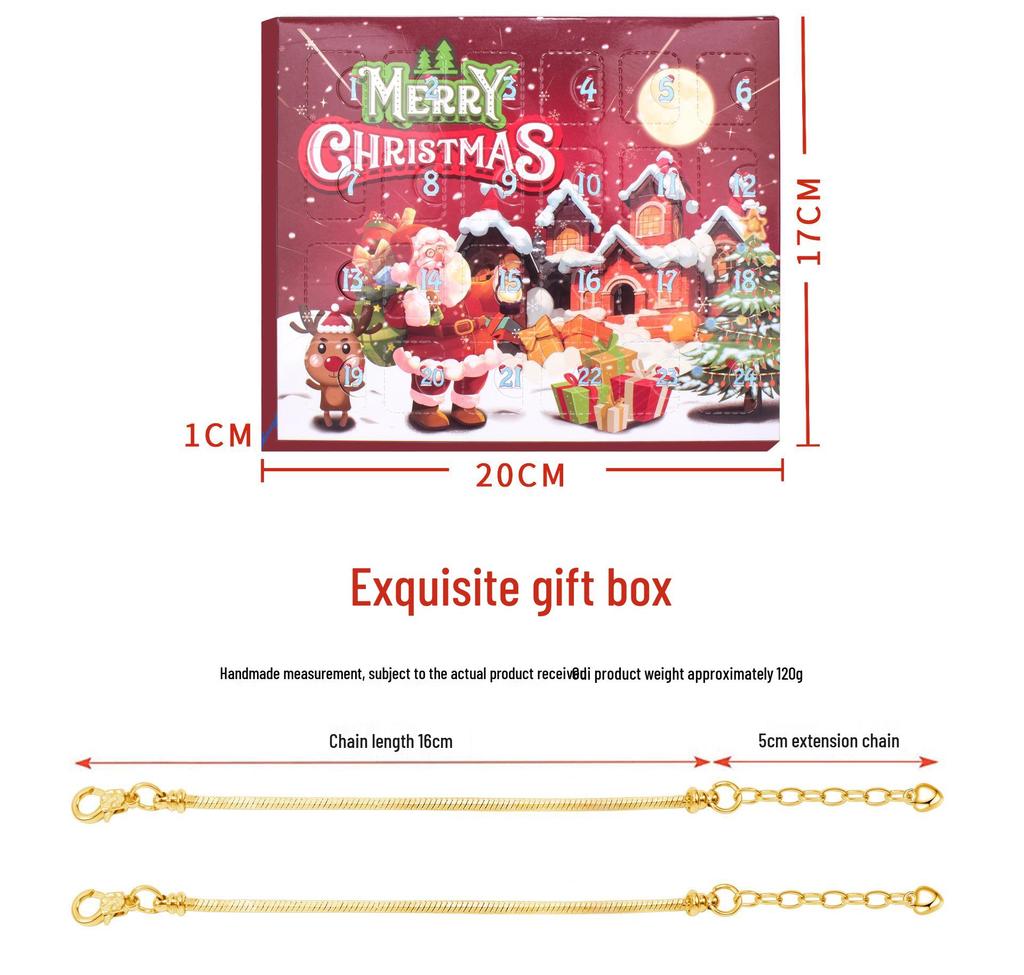Goldfarbenes Weihnachts-Countdown-Armband DIY Adventsschmuck Geschenkset