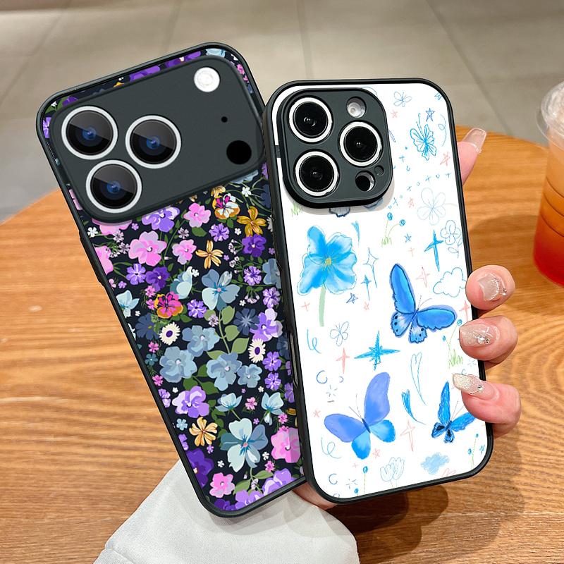 Translucent Matte Magnetic Case For iPhone 17 16 15 Pro 14 13 Pro Max 16e 17e For Magsafe Oil Painting Flower Hard PC Back Cover