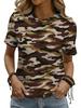 Camouflage T-Shirts Camo 3D Print Women's Casual Short Sleeve Round Neck