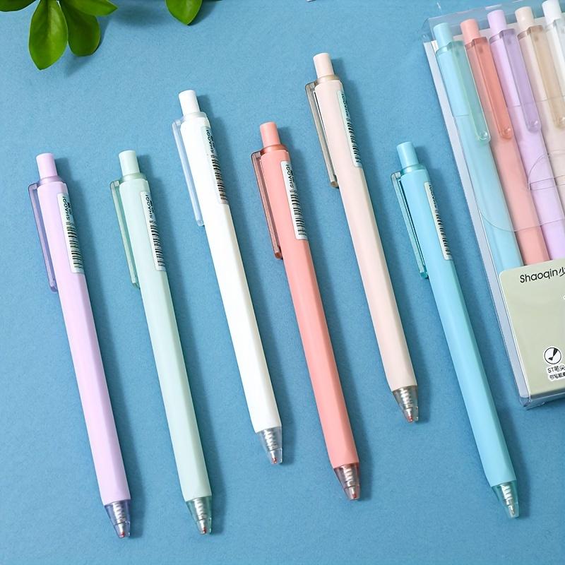 6 Pcs Simple Style  0.5mm Cartoon Pen Student Learning Writing Gel Pen School Cultural Supplies Gift (Black Ink)
