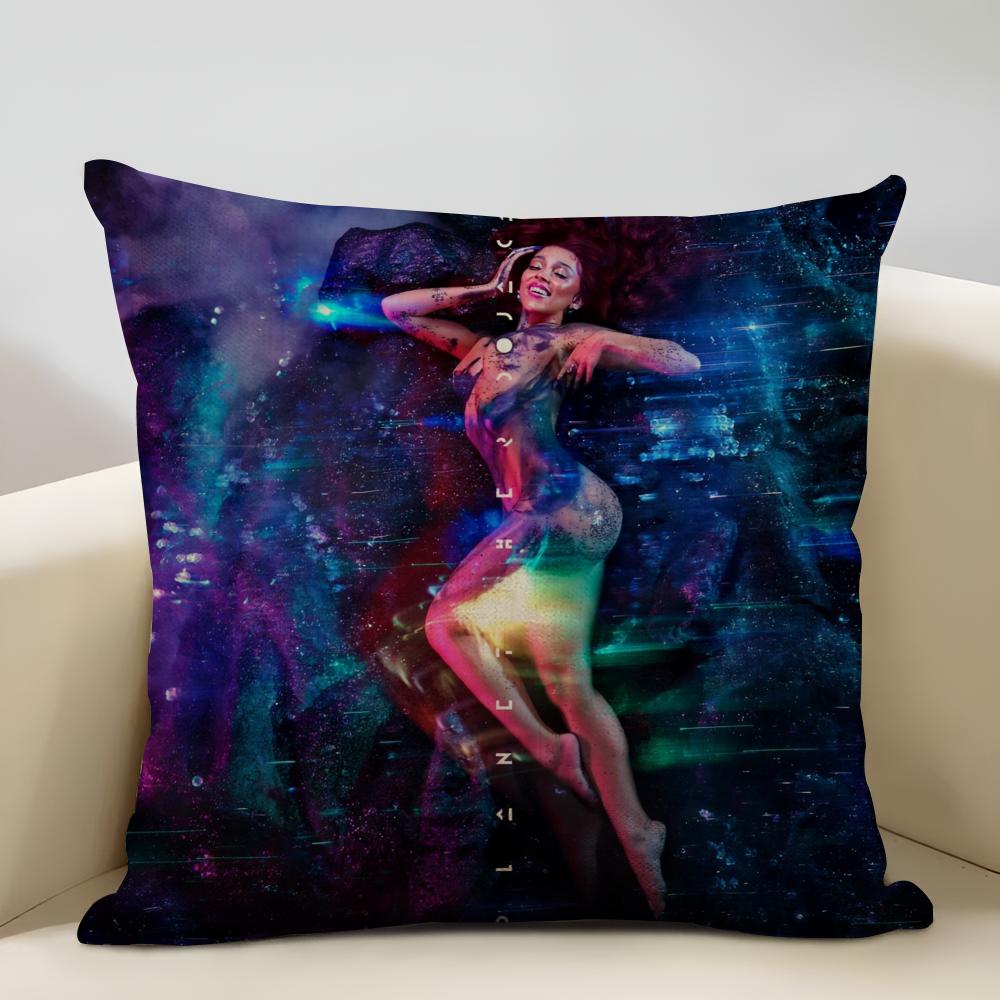 Doja Cat Album Cushion Cover Household Decoration Linen Sofa Cushion Cover: Skin-Friendly & Breathable with Invisible Zipper