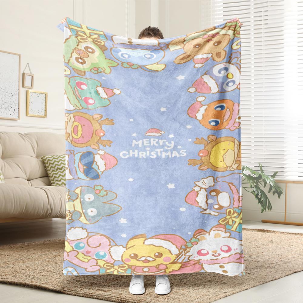 Pikachu dances with the little Fire Dragon Christmas: Pixel Style Christmas Blanket Essential for Home rest