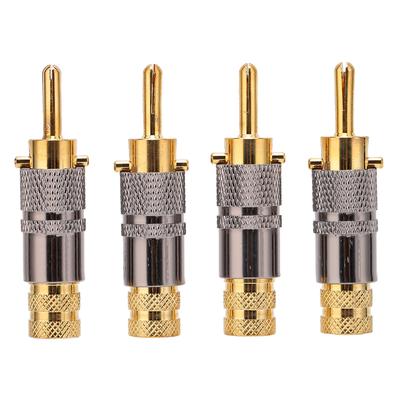 Preffair BA1457 4Pcs 24K Gold Plated Banana O Plug HIFI Speaker Cable Connector Suitable for