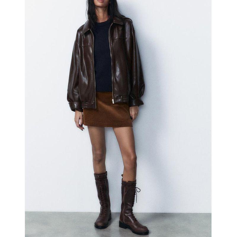 Fall and Winter New Women's Clothing Fashion Leisure Corduroy Cotton Mid Waist Mini A- Line Skirt 1255403