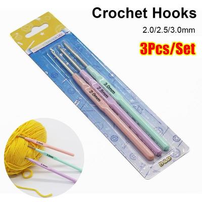 3Stk/Set Robuste Kunststoffgriff Häkelnadeln 2.0/2.5/3.0mm 13.7cm Stricknadel Strickwerkzeug Schönes Geschenk