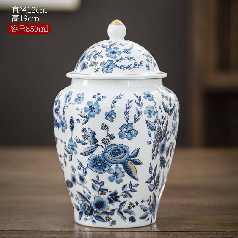 Ceramic Tea Jar Tea Sealed Storage Jar Blue and White Porcelain Retro Home Teaware Warehouse Travel Jars Tea Sugar Coffee Boxes