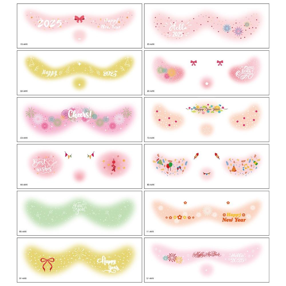 12 Pcs New Glitter Face Tattoo Waterproof Red Face Makeup Patches DIY Temporary Tattoo Sticker Women