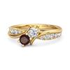Garnet Twin Stone Pave Ring - 925 Sterling Silver Gold Vermeil