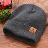 Outdoor Letter Leather Label Unisex Knitted Hat Women Custom Logo Cuffed Beanie Hats Men Winter Warm Cycling Skullies Ski Cap