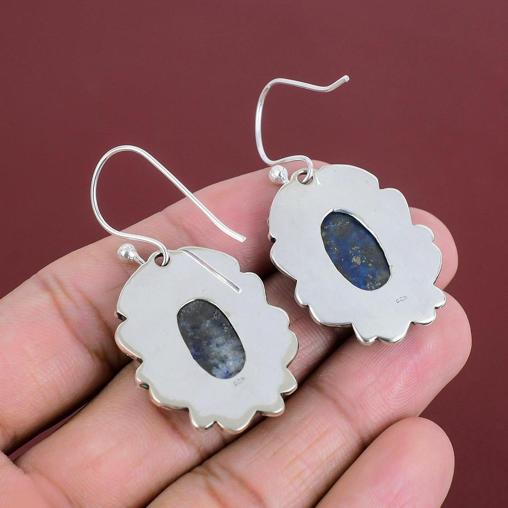 Lapis Lazuli Gemstone Earring 925 Sterling Silver Earring Handmade Earring Very Pretty Lapis Lazuli Jewelry Gifts For Mom Birthstone Earring
