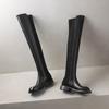 Krazing Pot Flock Microfiber Autumn Winter Shoes Thick Heels Size 43 Long Boots Black Brown Stretch Over-the-knee Boots