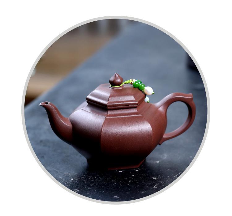 Handmade Yixing Zisha Six-Sided Teapot Set for Brewing Tea