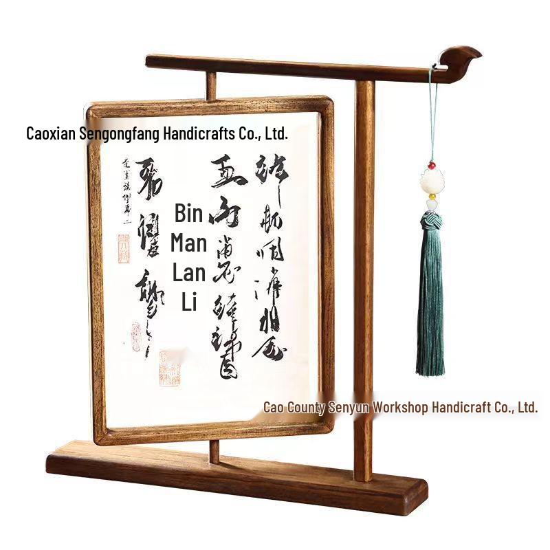 New Double-Sided Chinese Style Rotating Wood Photo Frame for Tabletop Display Width 22.6 Length 31.3 A4